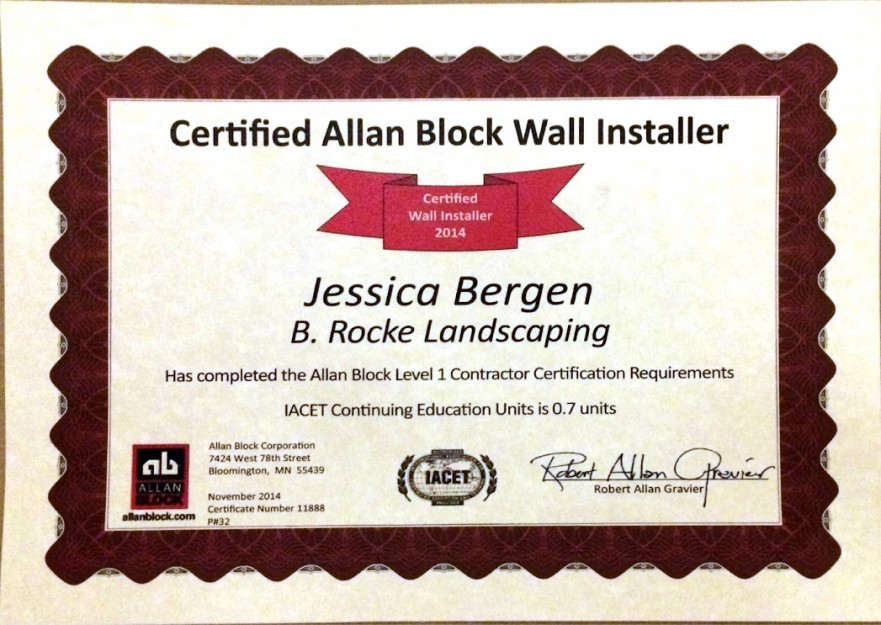 Jessica Certified | B. Rocke Landscaping | Winnipeg, Manitoba